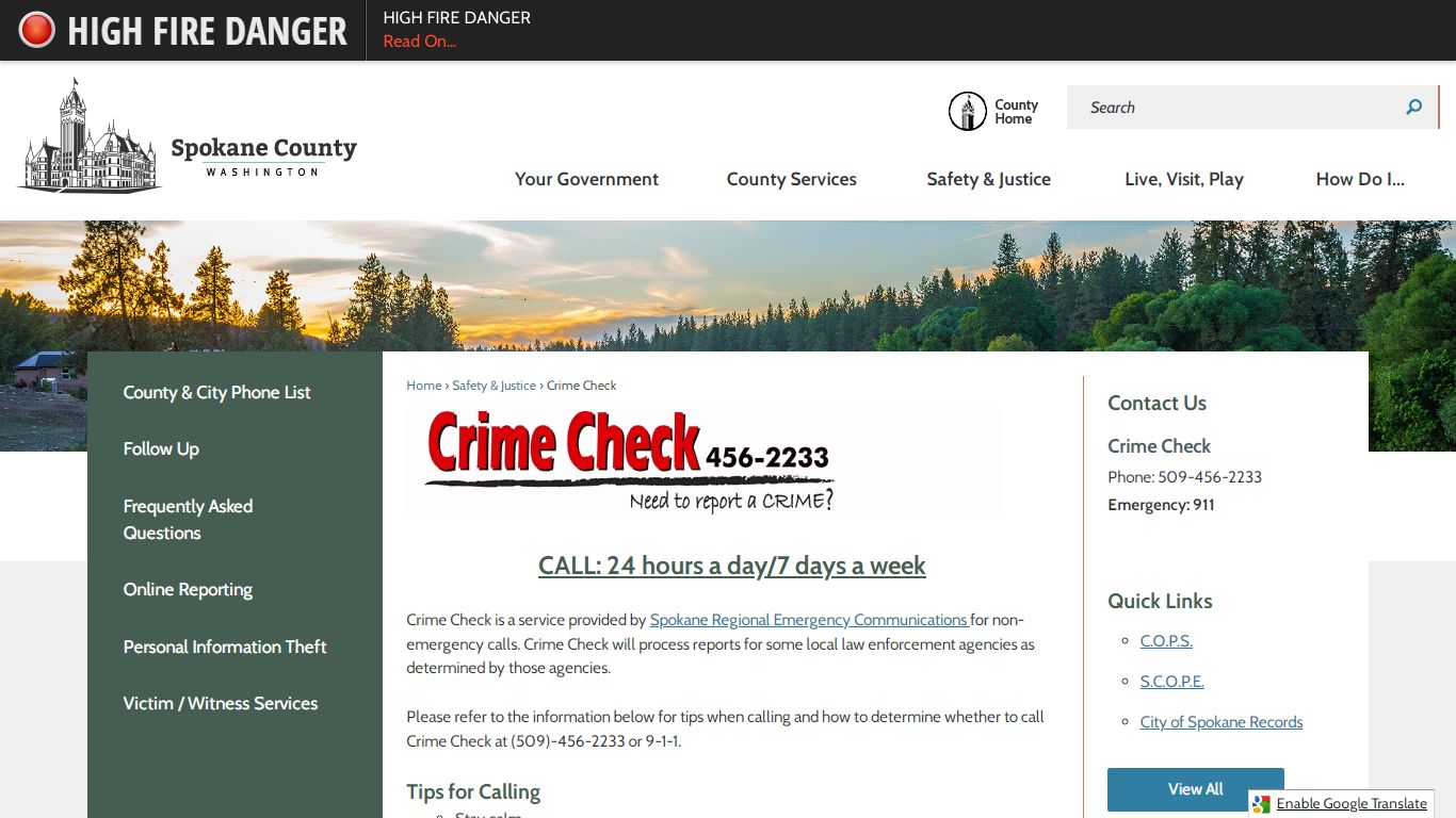 Crime Check | Spokane County, WA